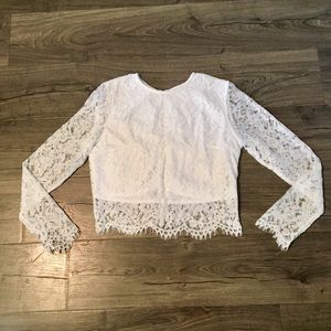 White Lace Crop Top (Size XL)